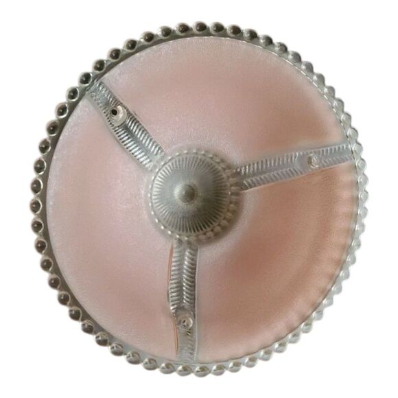 Vintage Art Deco Pink Frosted Glass Hobnail 3 Holes Chain Ceiling Light Shade - Picture 2 of 2